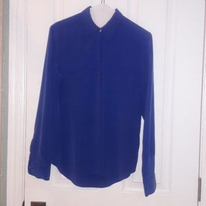royal blue silk blouse size xs Vince Camuto